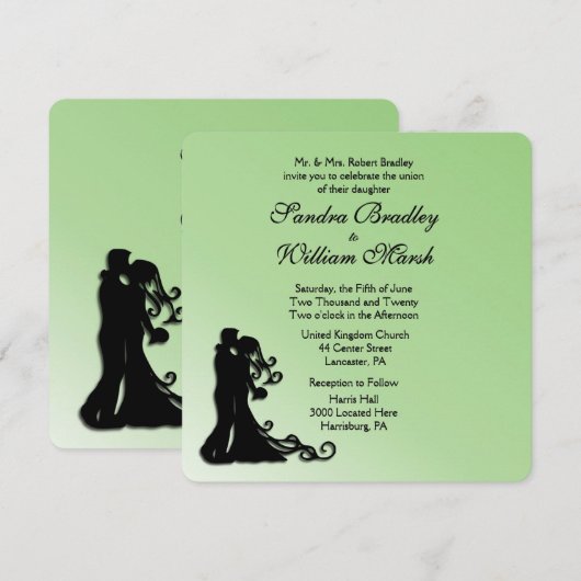 花婿と花嫁のグリーンウェディング 招待状 (正面/裏面)