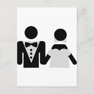 花婿と花嫁の結婚アイコン ポストカード