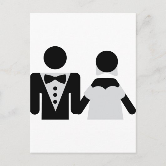 花婿と花嫁の結婚アイコン ポストカード (正面)