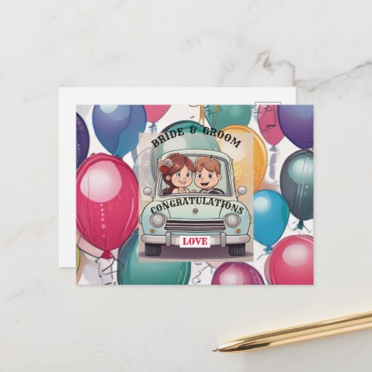 花婿と花嫁 案内ポストカード (正面/裏面インサイチュ)