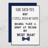 花婿の介添え人またはベストマンへのプロポーズ結婚式招待 招待状 (正面/裏面)