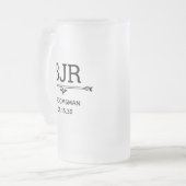 花婿の介添人へのイニシャル フロストグラスビールジョッキ (正面左)