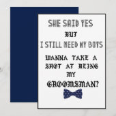 花婿の介添人またはベストマンへのプロポーズ ウェディング招待 招待状 (正面/裏面)