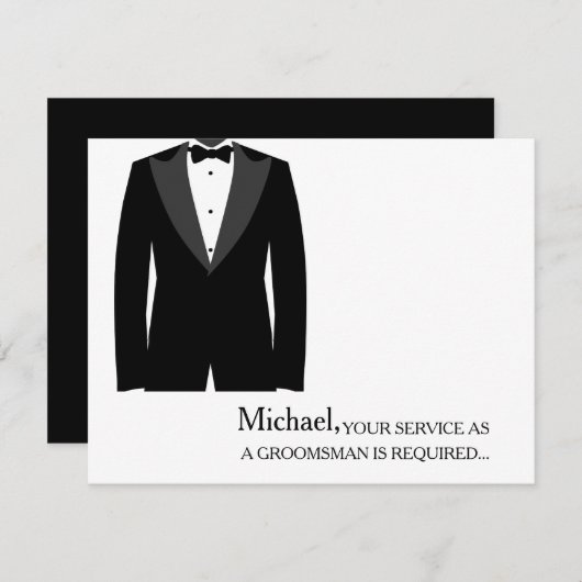 花婿の付添人がパーソナライズ要求したようにあなたのサービス 招待状 (正面/裏面)