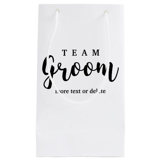花婿の付添人のためのチーム新郎のモダンな結婚式の引き出物 スモールペーパーバッグ (正面)
