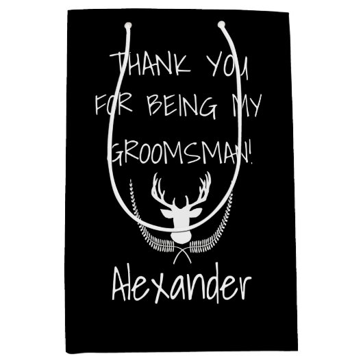 花婿の付添人のパーソナライズな結婚式は感謝していしています ミディアムペーパーバッグ (正面)