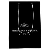 花婿の付添人の白いちょうネクタイのタキシードのワイシャツありがとう ミディアムペーパーバッグ (裏面)