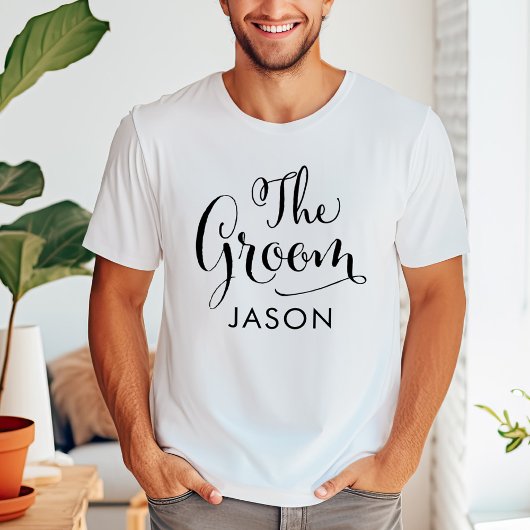 花婿の名前のカリグラフィー ウェディングシャツ Tシャツ