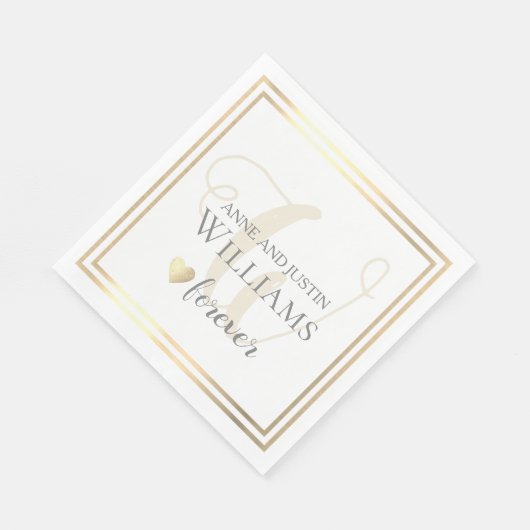 花婿の名前/姓の永遠の愛結婚の名前 スタンダードランチョンナプキン (角)