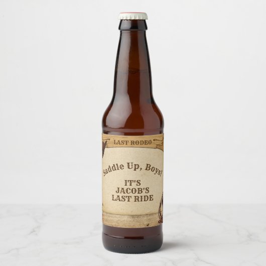 花婿の最後の荒野騎馬行 さぁ、男たちよ、独身最後の祭りだ! ビールラベル (正面)