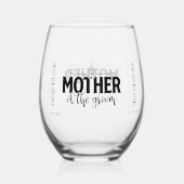 花婿の母の流れる脚本パーソナライズされた ステムなしワイングラス (正面)
