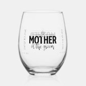 花婿の母の流れる脚本パーソナライズされた ステムなしワイングラス (裏面)