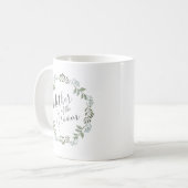 花婿の母用のセージグリーニーボタニカルリース コーヒーマグカップ (正面左)