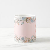 花婿の母 ピンク モダン フラワー ウェディング コーヒーマグカップ (中央)