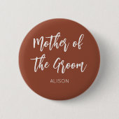 花婿の母 ブラウン ホワイト ウェディング 缶バッジ (正面)