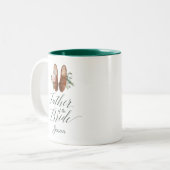 花婿の父 フォーマル シューズの水彩花イラスト ツートーンマグカップ (正面左)