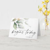 花婿の結婚式の日花嫁が私たちの永遠に今日から始まる カード (黄色い花)