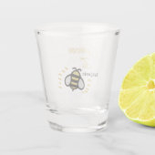 花婿の結婚式の金色のプレゼントをカスタマイズ ショットグラス (裏面)