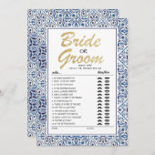花婿または花嫁のゲーム 完全に編集可能なカード 招待状 (正面/裏面)