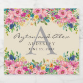 花婿ピンクブルーイエローワイルドフラワークリーム ビールラベル (シングルラベル)