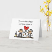 花婿介添人ありがとう結婚のステックフィギュア カード (黄色い花)