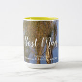 花婿介添人のヤシの木のパーソナライズされたマグカップ ツートーンマグカップ (中央)