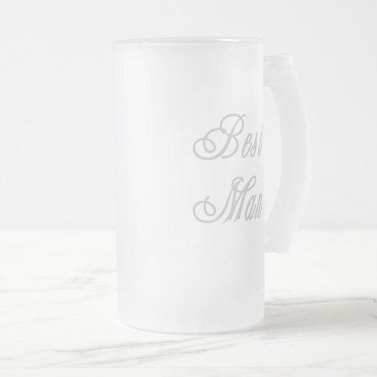 花婿介添人の上品な灰色 フロストグラスビールジョッキ (正面右)