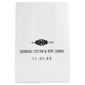 花婿介添人の黒いちょうネクタイのタキシードのワイシャツありがとう ミディアムペーパーバッグ (裏面)