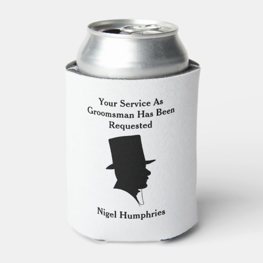 花婿介添人またはグロムスマン招待状 缶クーラー (缶正面)