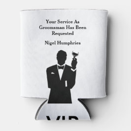 花婿介添人またはグロムスマン招待状 缶クーラー