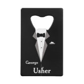 花婿介添人または案内係または新郎の栓抜きを個人化して下さい クレジットカード栓抜き (正面)