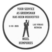 花婿介添人または花婿の付添人のアイスホッケー用パックの招待 アイスホッケーパック (正面)