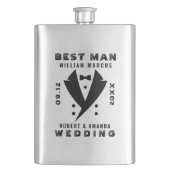 花婿介添人エレガントタキシード黒いタイ結婚ポギー フラスク (正面)