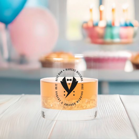 花婿介添人エレガントツキシド結婚ズ ウイスキーグラス (インサイチュ (ベビーシャワー))