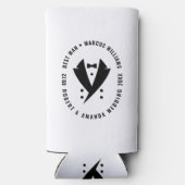 花婿介添人エレガントツキシド結婚ズ スリム缶クーラー (裏面)