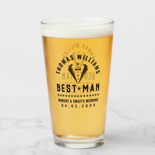 花婿介添人エレガントブラックTuxedo結婚の贈り物 タンブラーグラス (ドリンク正面)