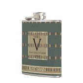 花婿介添人オールド金ゴールド&ティール（緑がかった色）グレーゴールデンベール結婚ズ フラスク (左)