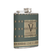 花婿介添人オールド金ゴールド&ティール（緑がかった色）グレーゴールデンベール結婚ズ フラスク (右)