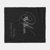 花婿介添人ギフトエレガントモノグラムシックスクリプトブラック フリースブランケット (正面(横))