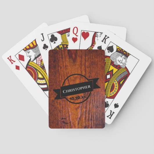 花婿介添人ギフ素朴トヴィンテージ木目結婚ズPL トランプ (裏面)