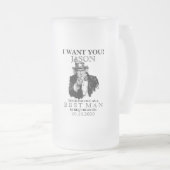 花婿介添人グルームスマン·プロポーズアンクル·サム·アイ·ワン·ユー フロストグラスビールジョッキ (正面右)