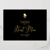 花婿介添人シ結婚ックのミニマル提案 箔招待状 (正面)