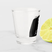 花婿介添人タキシードレッドローズボタン名前をカスタムする ショットグラス (左)