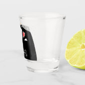 花婿介添人タキシードレッドローズボタン名前をカスタムする ショットグラス (右)