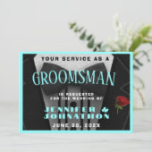 花婿介添人タキシード招待状スートアップ 招待状 (スタンド正面)