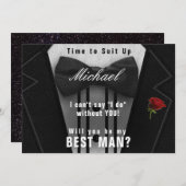 花婿介添人タキシード招待状スートアップ 招待状 (正面/裏面)