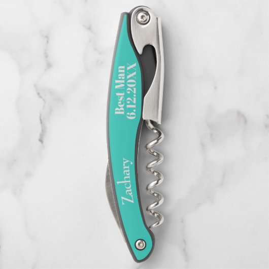 花婿介添人ターコイズ結婚コルクねじ ソムリエナイフ (裏面)