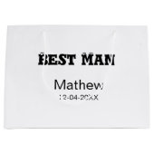 花婿介添人バチュラーパーティ追加名シンプル付き日付sdon ラージペーパーバッグ (正面)