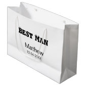 花婿介添人バチュラーパーティ追加名シンプル付き日付sdon ラージペーパーバッグ (正面アングル)