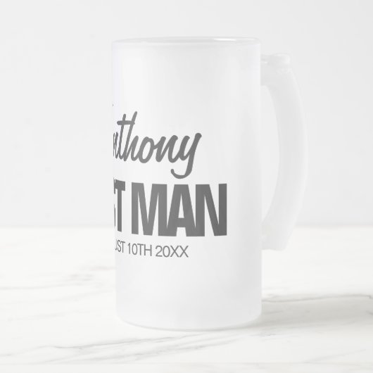 花婿介添人パーソナライズされたすりガラスのビアマグの贈り物 フロストグラスビールジョッキ (正面右)